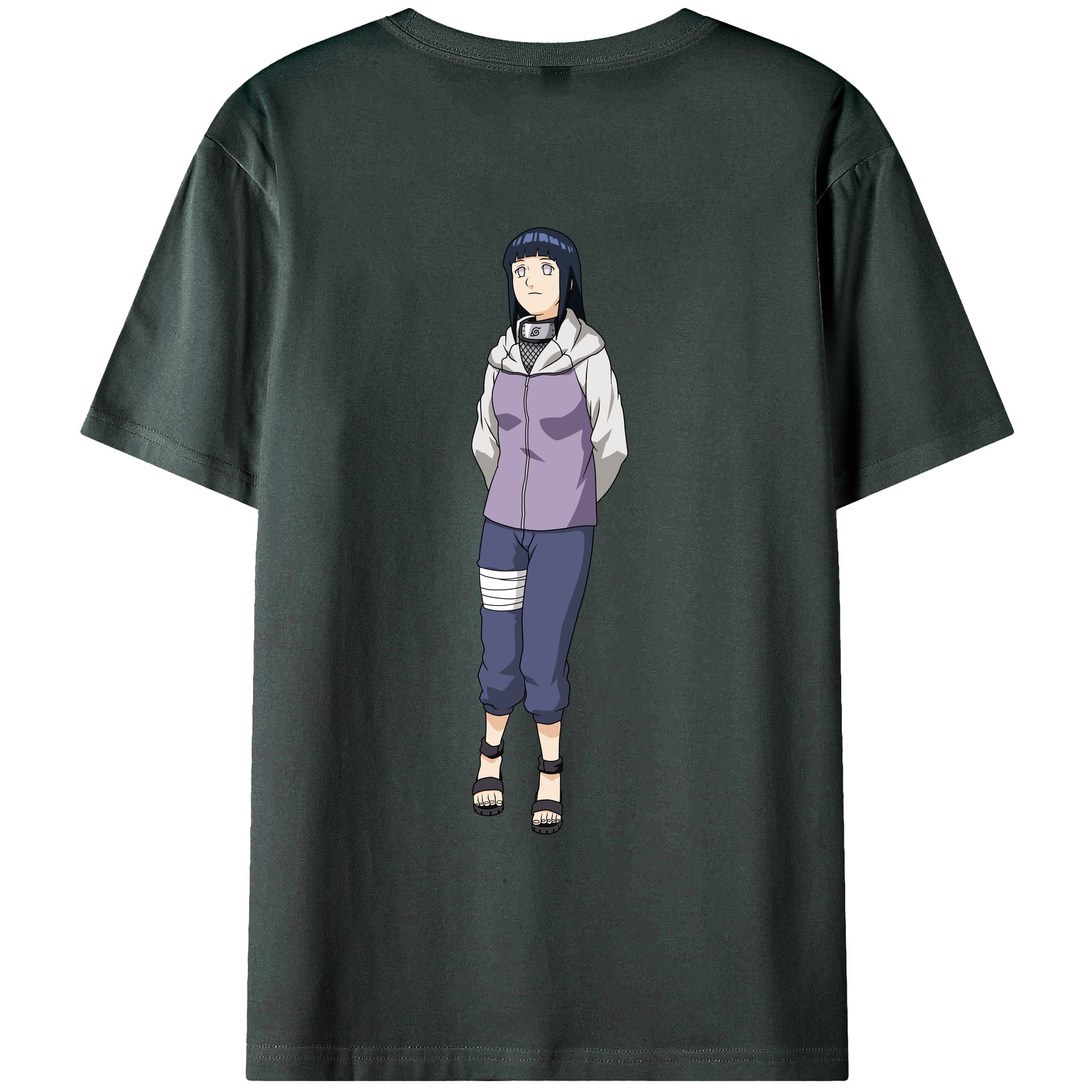 （画像用） NARUTO -ナルト- 日向ヒナタ Hyūga Hinata 綿100％ メンズ半袖Tシャツ（バックプリント） 通気性